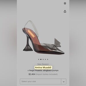 AWGE x Amina Muaddi Phoenix Sling clear crystal butterfly shoes 37.5